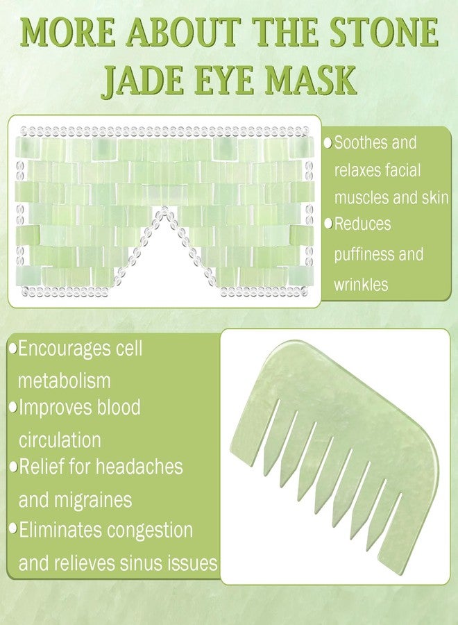Halfchet Jade Eye Mask and Jade Comb Set Includes Weighted Eye Mask to Eliminate Wrinkles Puffiness Headache and Migraine Relief Handheld Natural Jade Massage Comb for Head Caring Therapy - Image 3